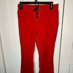 ASOS Designs Y2K Front Lace Flare Red Pants Women's Size 10